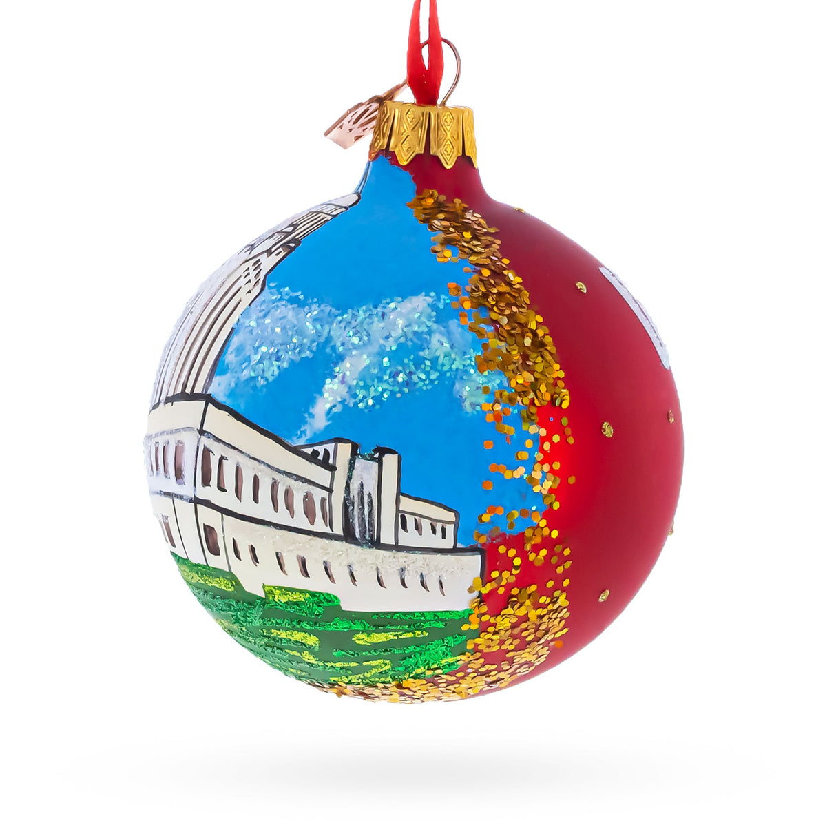 Nebraska State Capitol, Lincoln, Nebraska Glass Ball Christmas Ornament 3.25 Inches