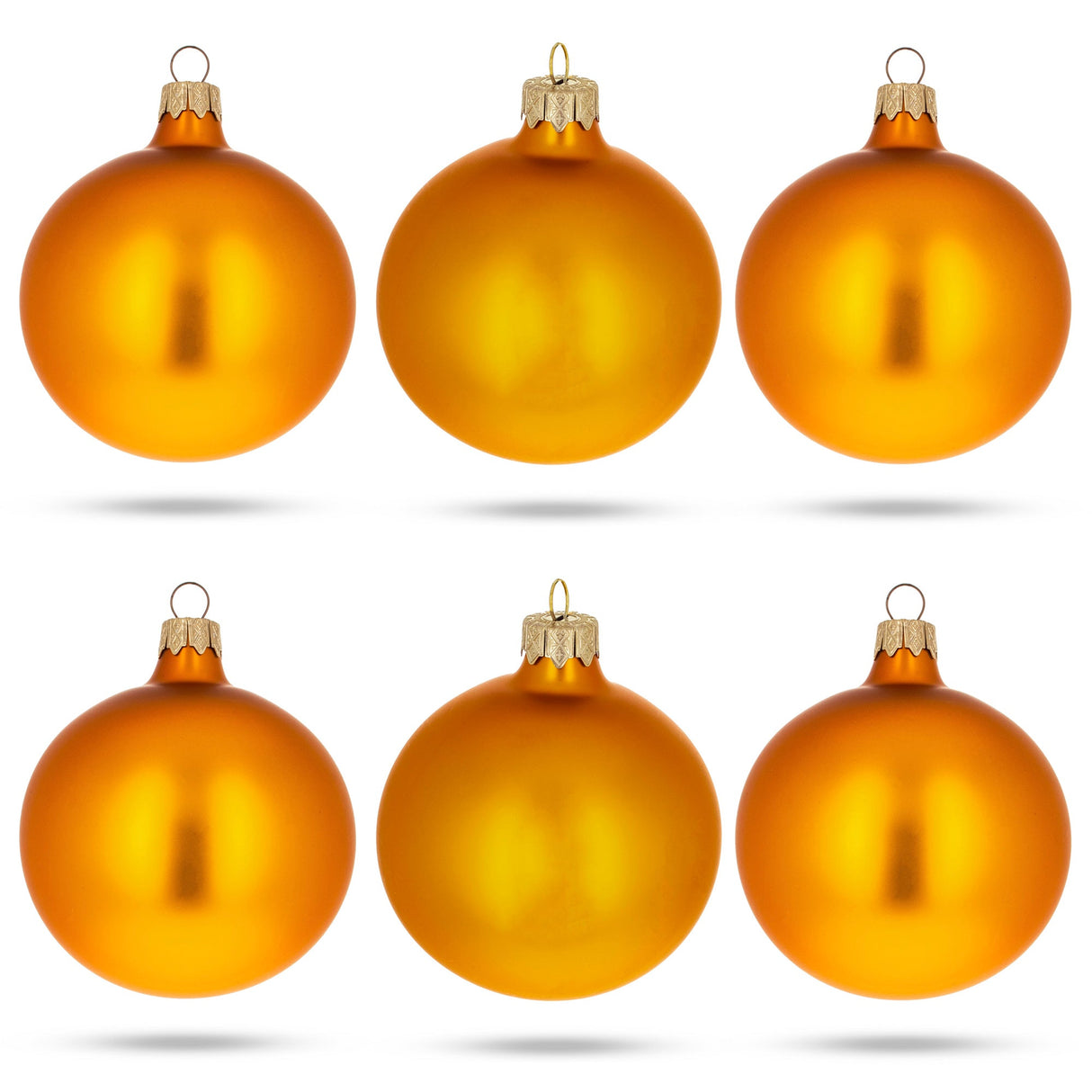 Set of 6 Matte Gold Glass Ball Christmas Ornaments 3.25 Inches