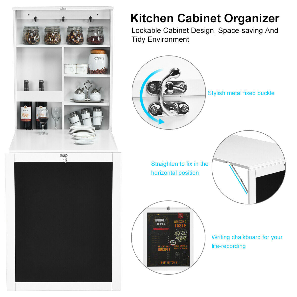 Mesa plegable de pared con pizarra