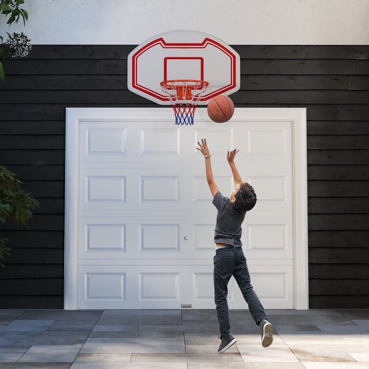 Canasta de baloncesto grande de pared con tablero inastillable