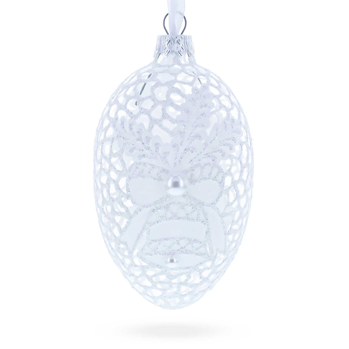Winter Bells Egg Glass Ornament 4 Inches