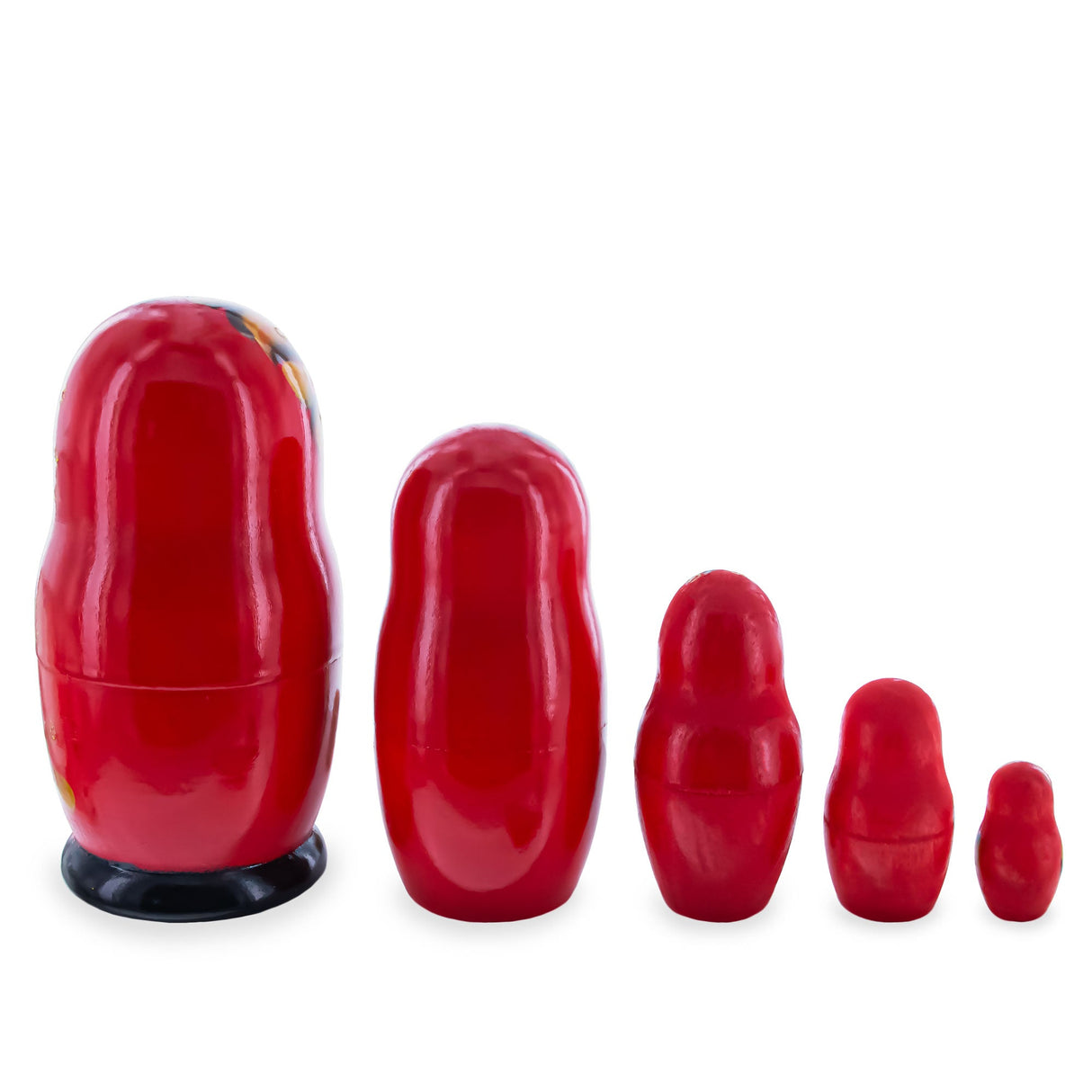 Red Color with Gold Flowers Wooden Nesting Dolls