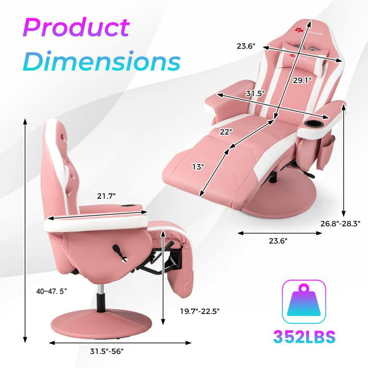 Sillón Reclinable de Masaje para Videojuegos con Altura Ajustable