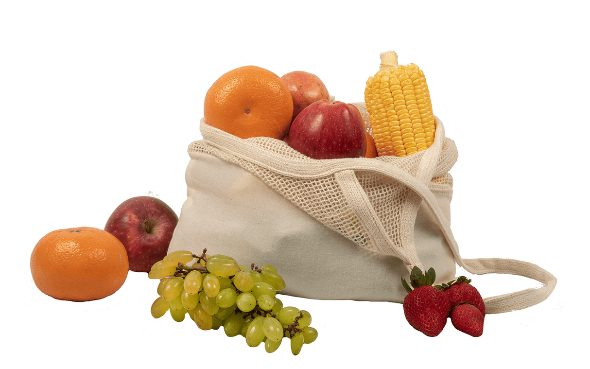 Bolso de mano de malla y tela