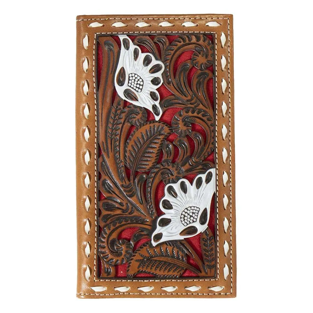 Nocona Floral Filigree (Canela / Roja) - Cartera de rodeo para hombre