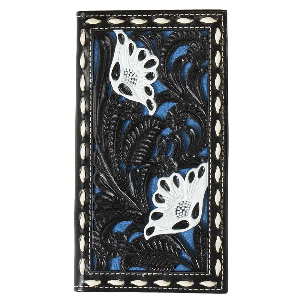 Nocona Floral Filigree (negro / azul) - Cartera de rodeo para hombre
