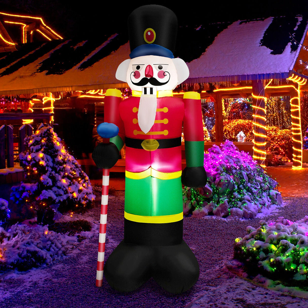 Soldado Cascanueces Hinchable de 2.4 Metros con 2 Luces LED Incorporadas