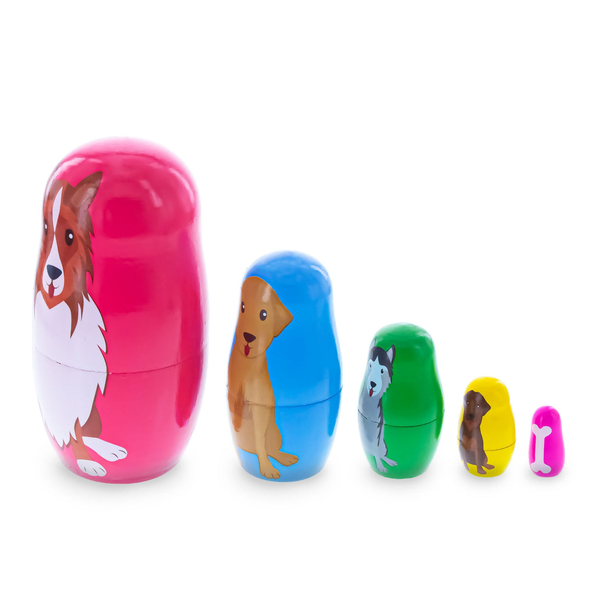 Dogs Wooden Nesting Dolls 4.75 Inches