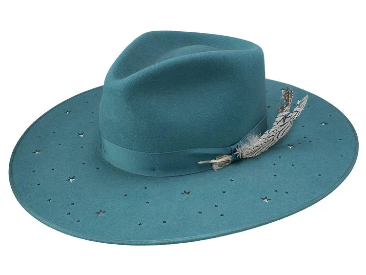 Sombrero de vaquera Stetson Night Sky S - Fedora de fieltro de lana de ala ancha