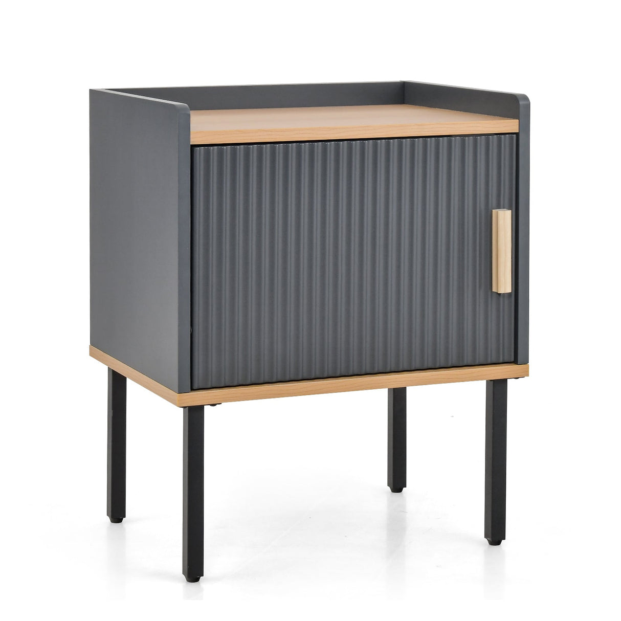 Mesita de noche auxiliar con puerta para sala de estar o dormitorio - Gris