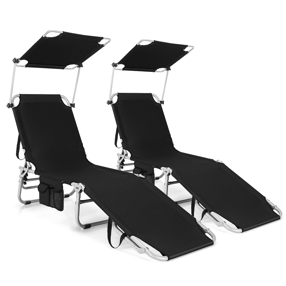 Tumbona reclinable ajustable para exteriores, playa, patio, piscina con parasol