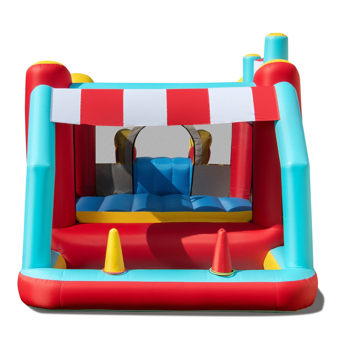 Casa inflable saltarina de helados 5 en 1 con piscina de bolas y tobogán con soplador de 520W