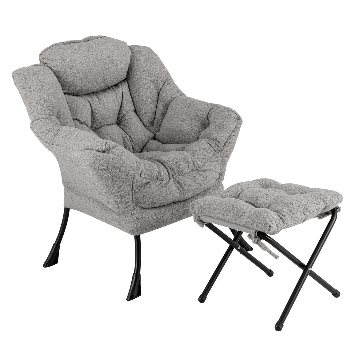 Sillón moderno con reposapiés plegable y almohada para la cabeza
