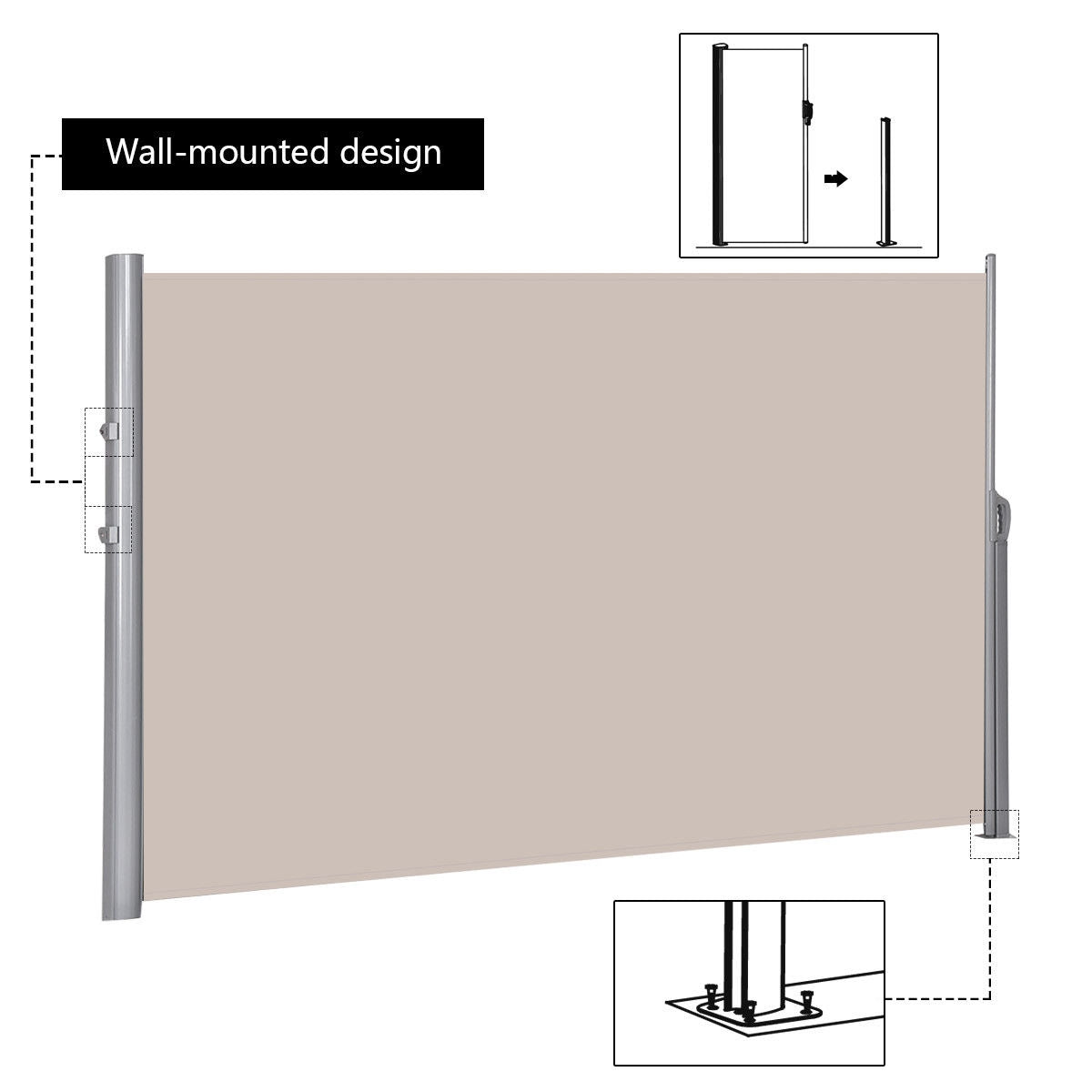 Toldo retráctil plegable de 118.5 x 71 pulgadas para patio