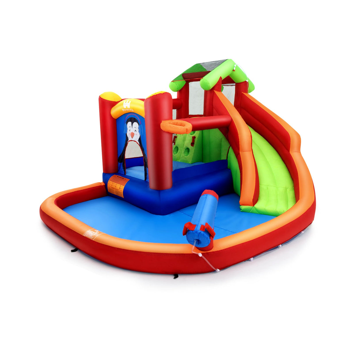 Castillo hinchable con tobogán y parque acuático sin soplador