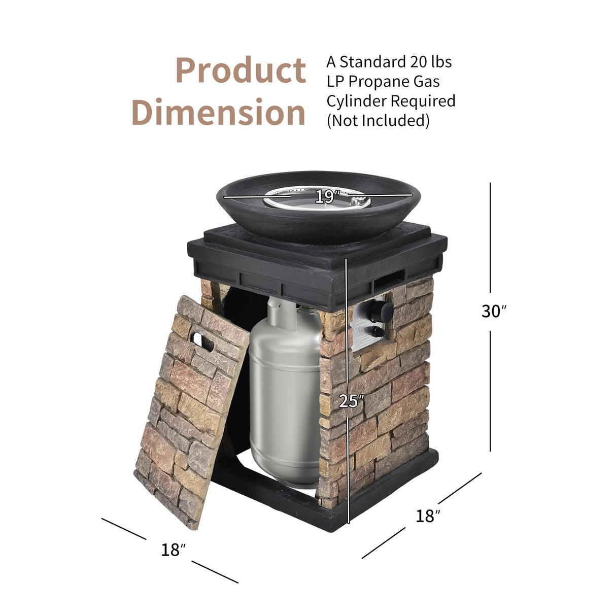 40000 BTU Columna Fogata de Propano para Exterior, Aspecto Realista, Calentador