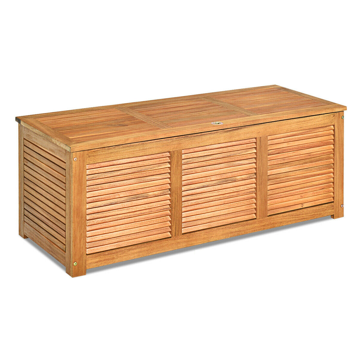 Caja banco de almacenamiento de madera de acacia de 46 galones para patio o jardín