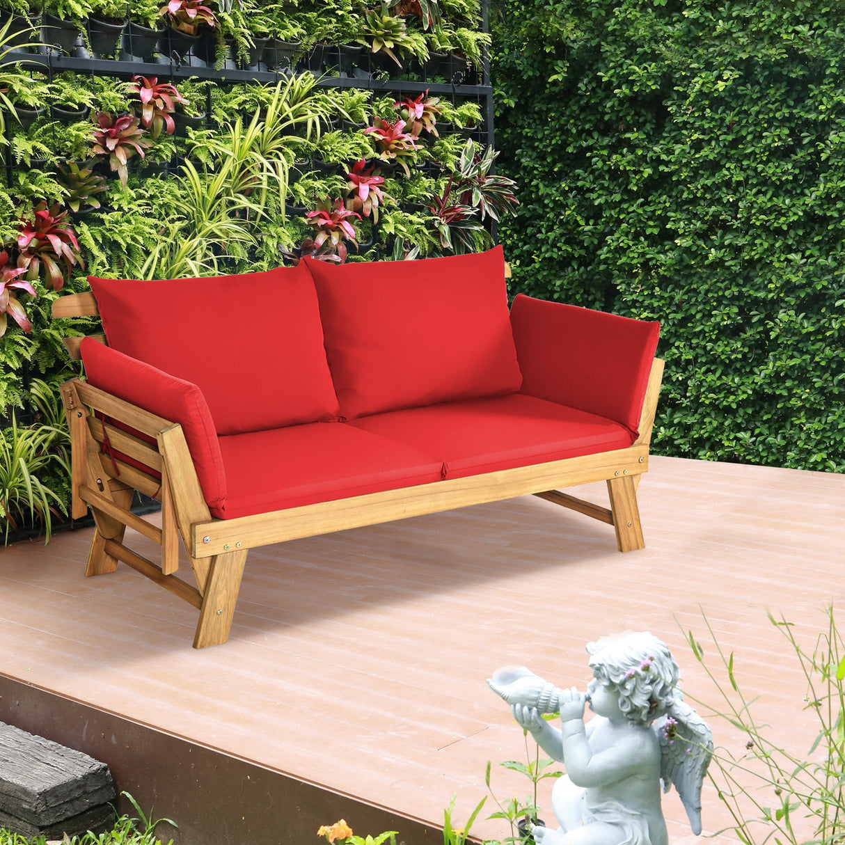 Sofá cama convertible para patio con cojín grueso