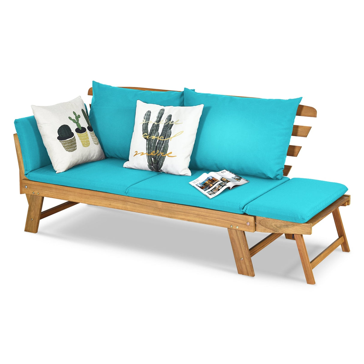 Sofá cama convertible para patio con cojín grueso