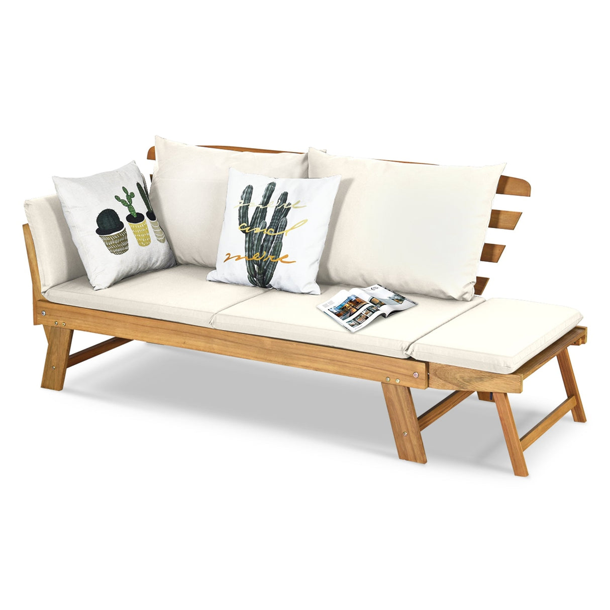 Sofá cama convertible para patio con cojín grueso