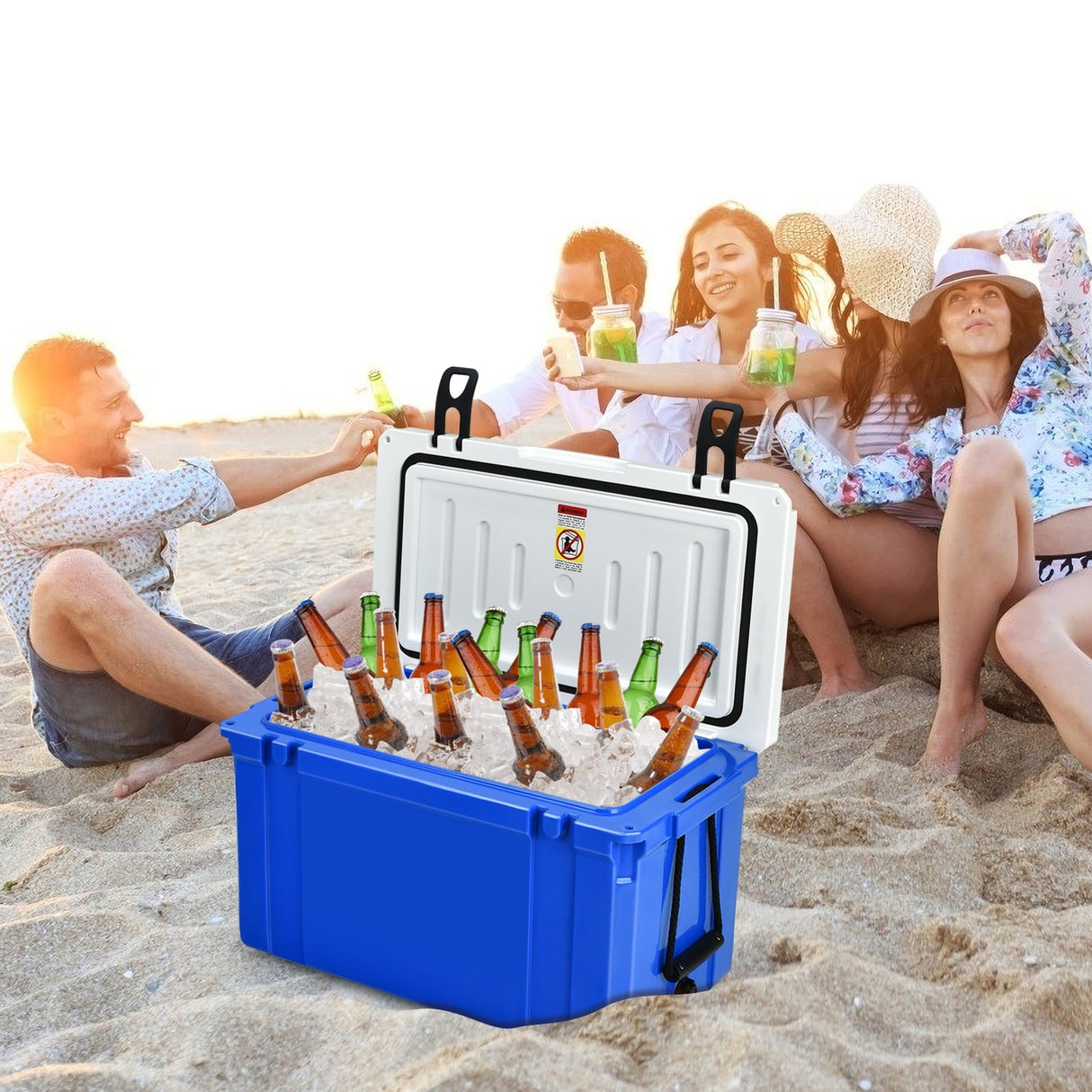 Nevera portátil estanca de 55 litros para camping - Azul