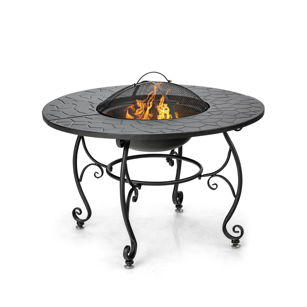Mesa de comedor con brasero de patio de 35.5 pies con parrilla para barbacoa