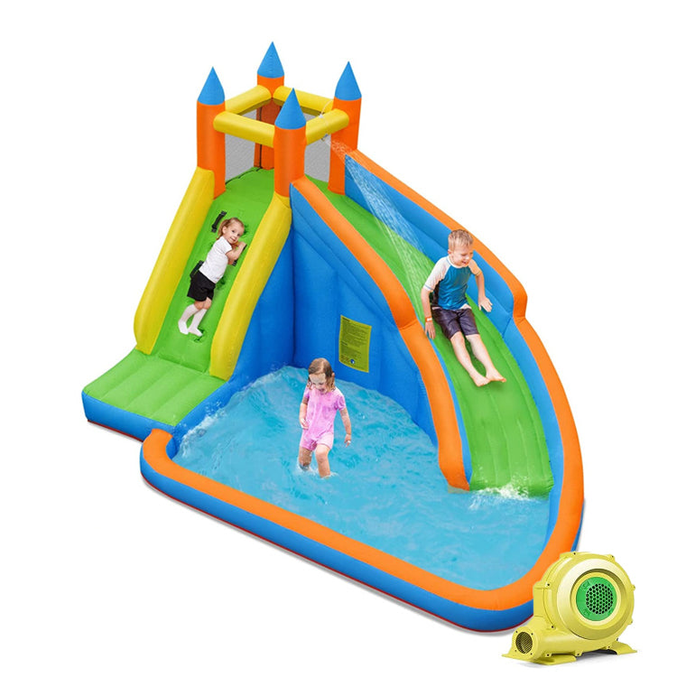 Casa de rebote con tobogán inflable acuático para niños con bolsa de transporte y soplador de 480W