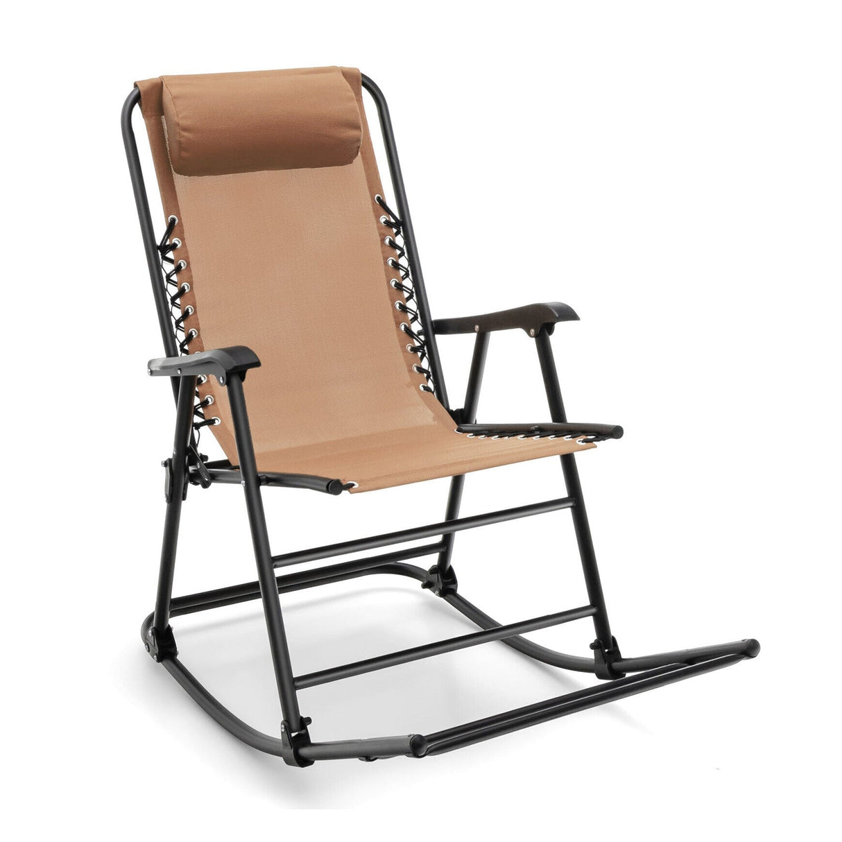 Sillón mecedora plegable liviano para exteriores con reposapiés