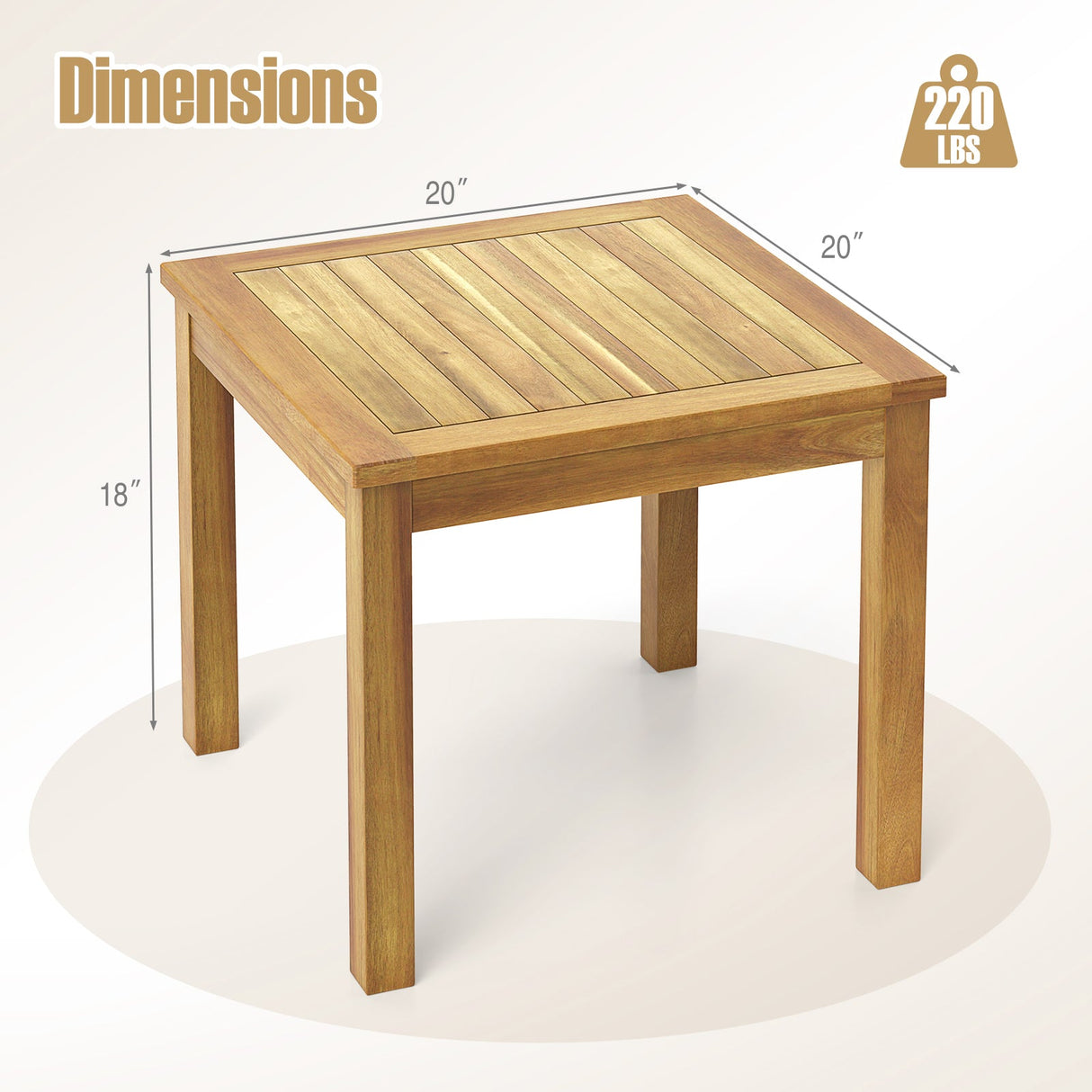 Mesa Auxiliar Exterior Mesa Auxiliar de Teca Cuadrada para Patio y Aperitivos