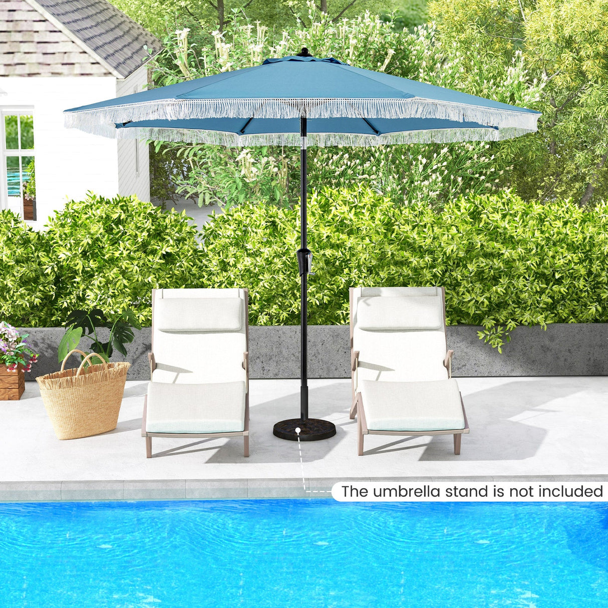Sombrilla de patio de 2.74 m con toldo protector solar para jardín, piscina o patio