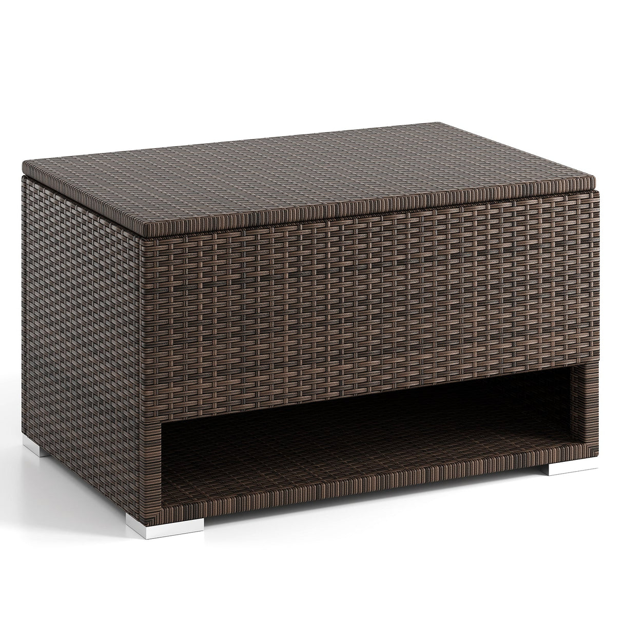 Cesto de almacenamiento de ratán PE con forro impermeable para cojines de patio
