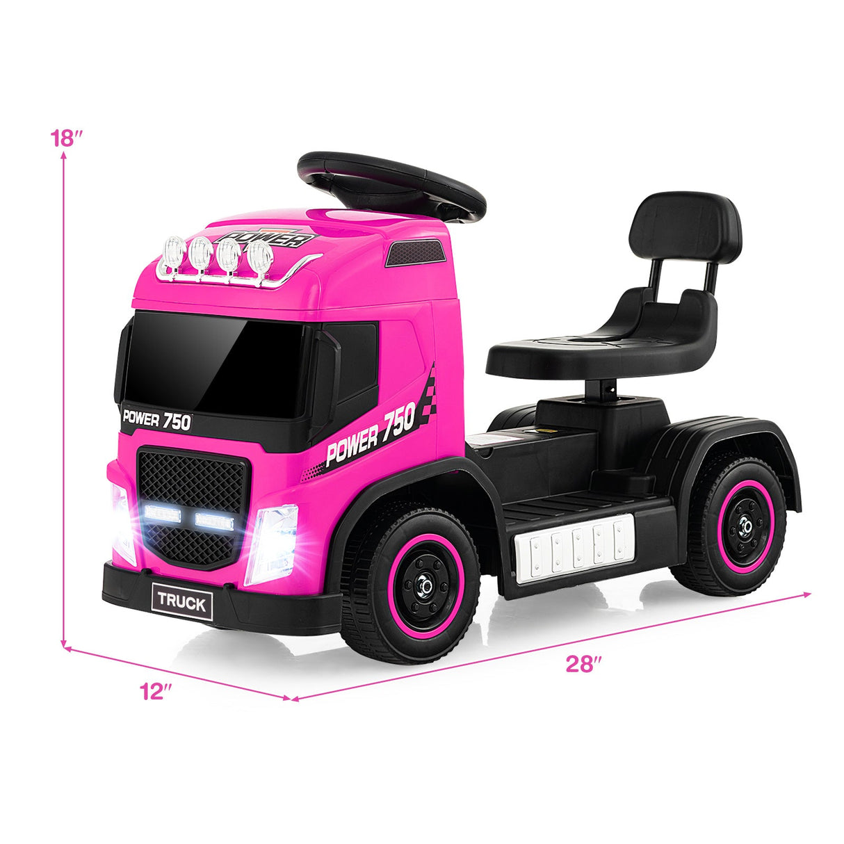 Camión montable eléctrico de 6V para niños con asiento de altura ajustable