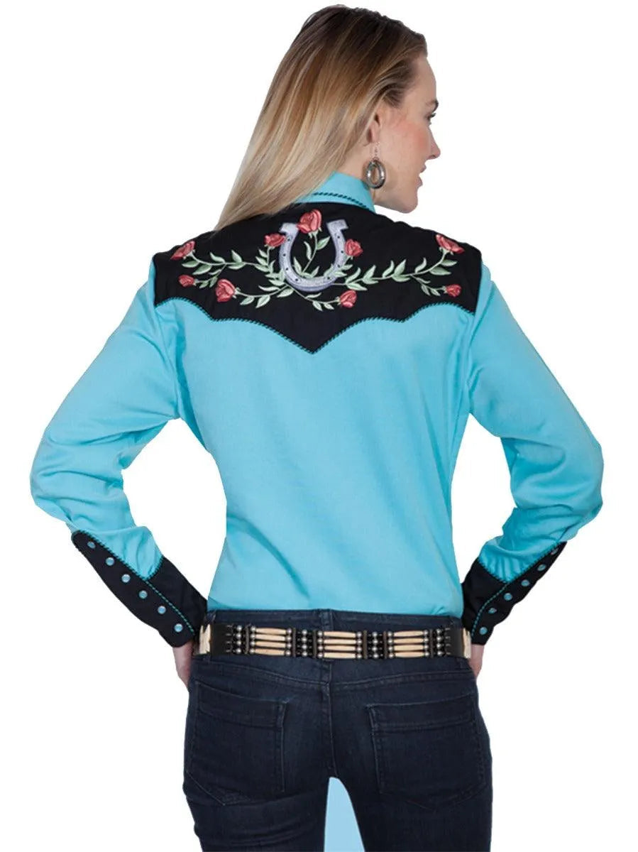 Scully Herradura y Rosas - Camisa Western para Mujer