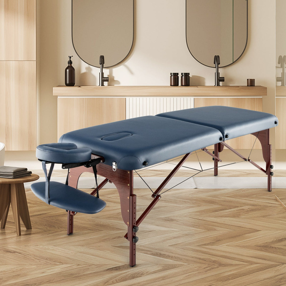 Mesa de masaje plegable portátil con estuche de transporte - Azul marino