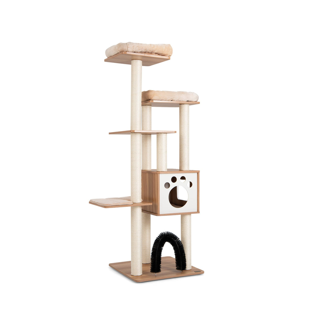 Árbol rascador para gatos de interior con plataforma y postes rascadores - Beige