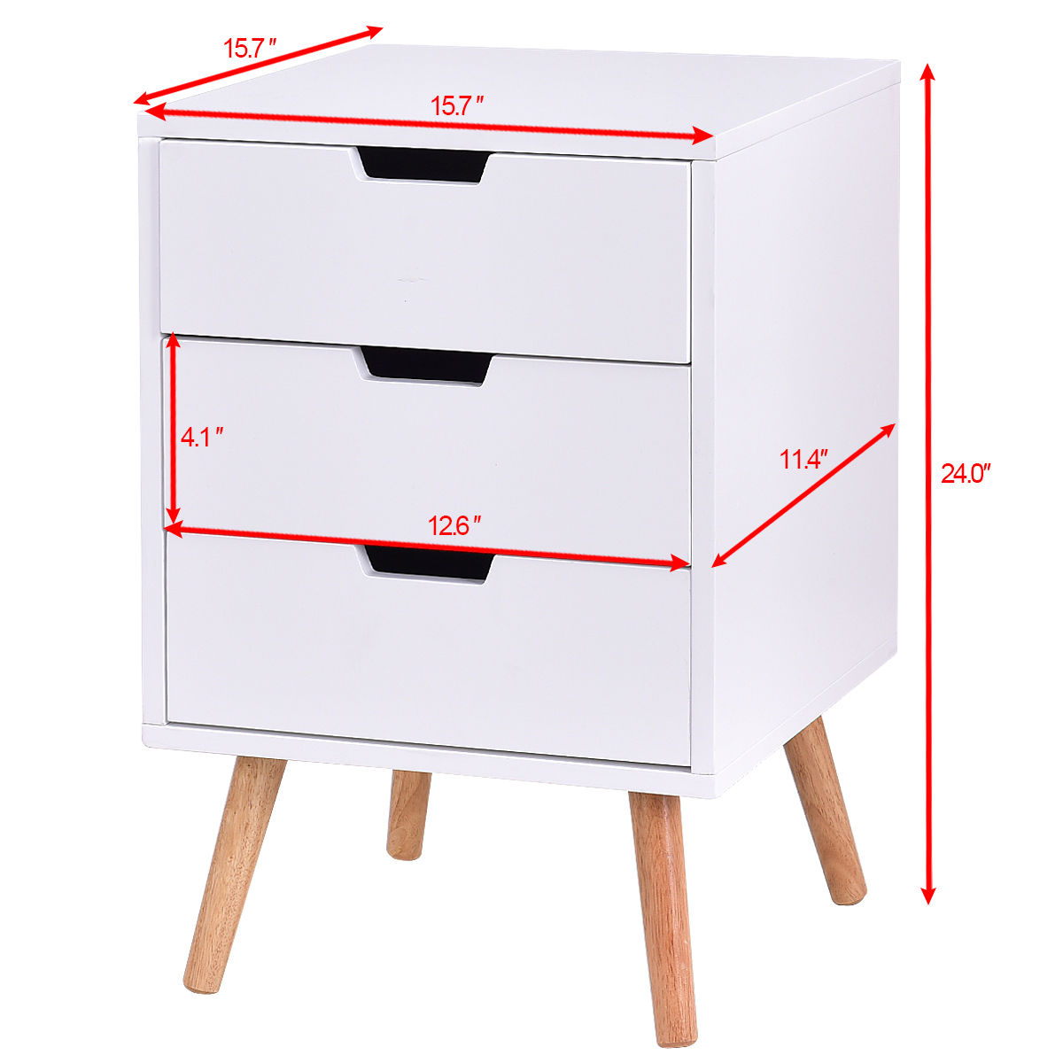 Mesa auxiliar de madera de mediados de siglo con 3 cajones