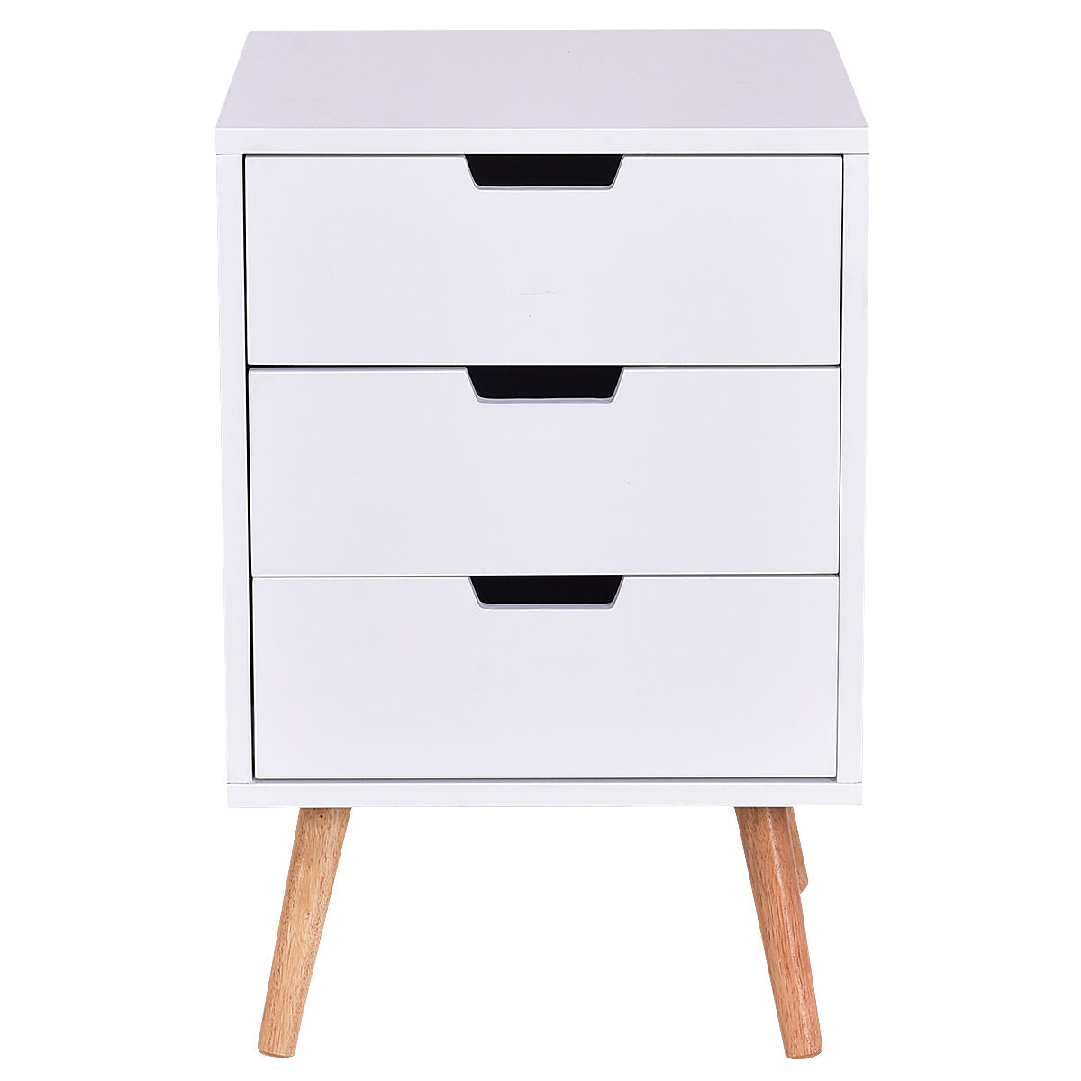Mesa auxiliar de madera de mediados de siglo con 3 cajones