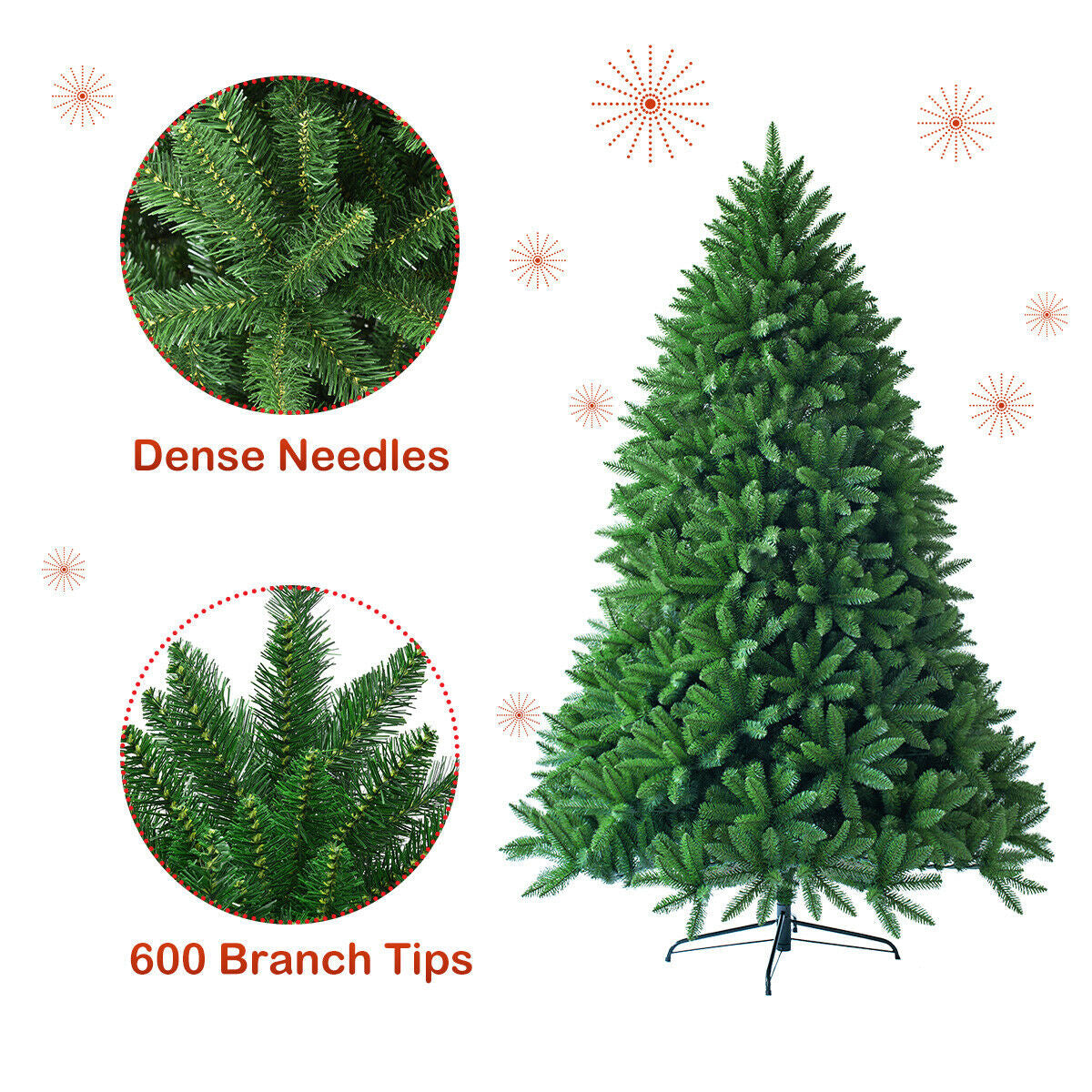 Árbol de Navidad Artificial de Abeto de 5 Pies con 600 Puntas de Rama