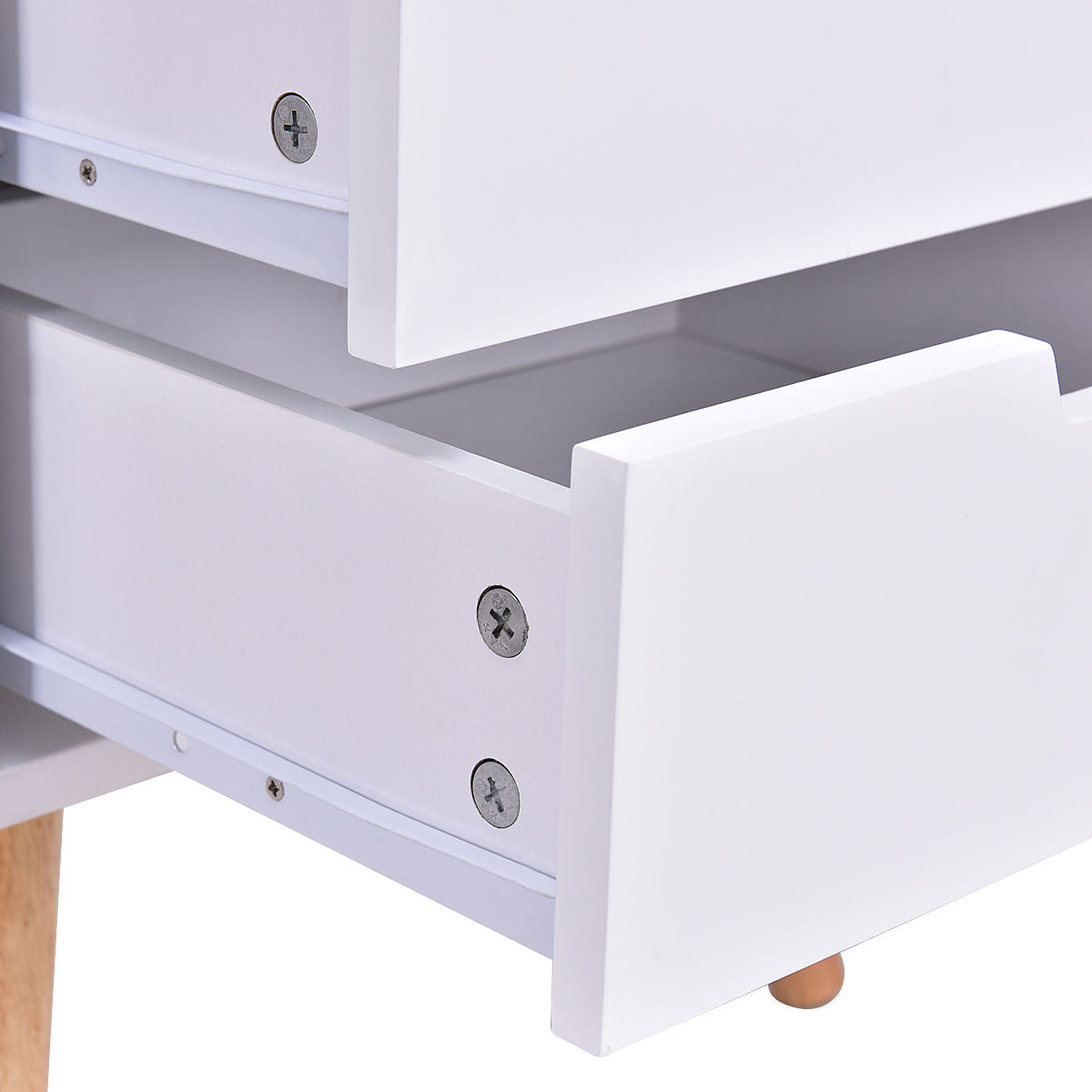 Mesa auxiliar de madera de mediados de siglo con 3 cajones