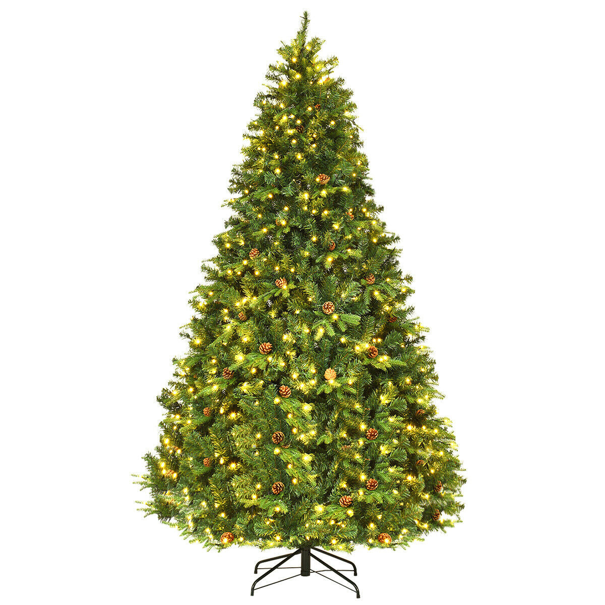 Árbol de Navidad Artificial de 2.29 m con Luces LED y Piñas