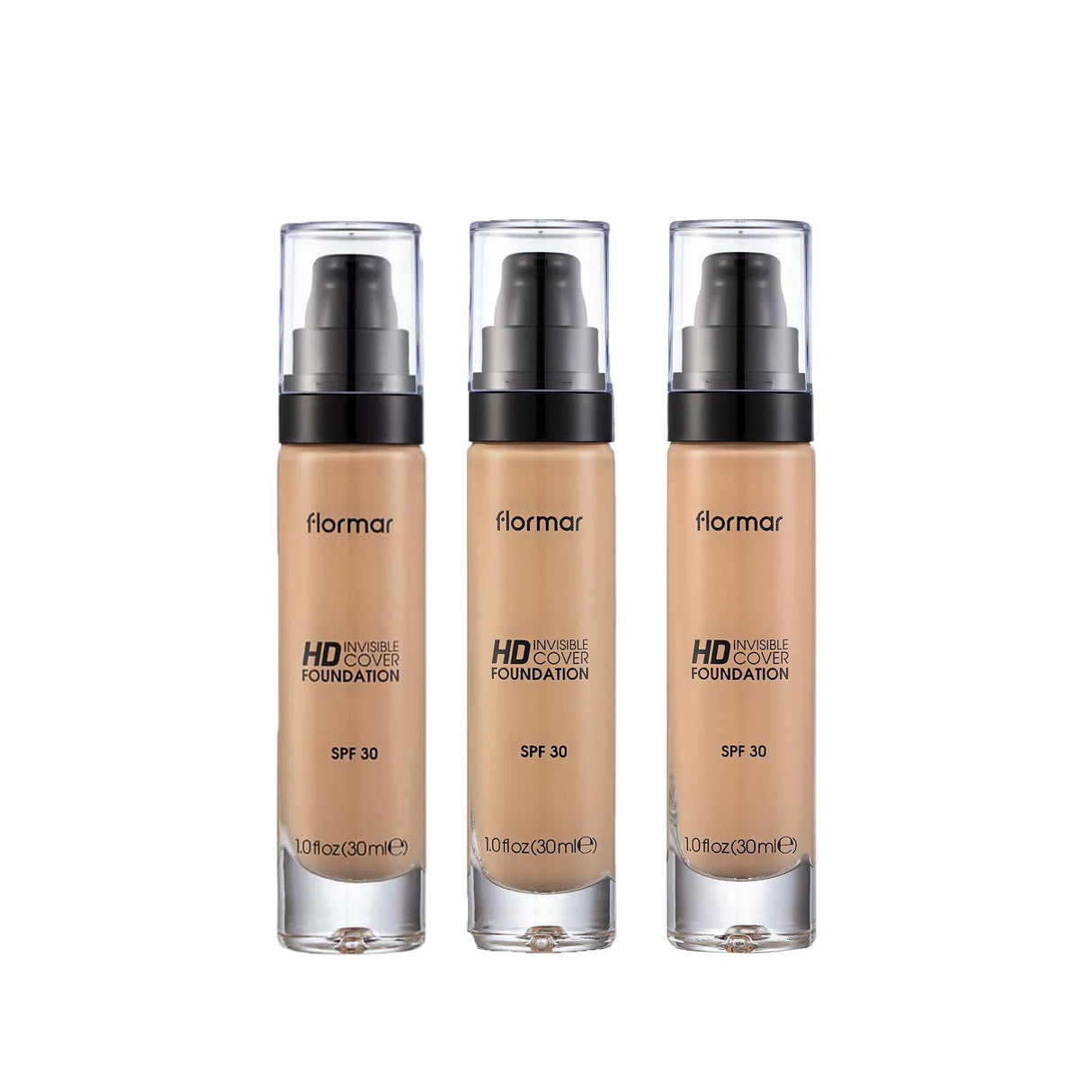 Flormar Invisible Cover HD Foundation 30 ml - Natural Finish Makeup with High Definition Coverage