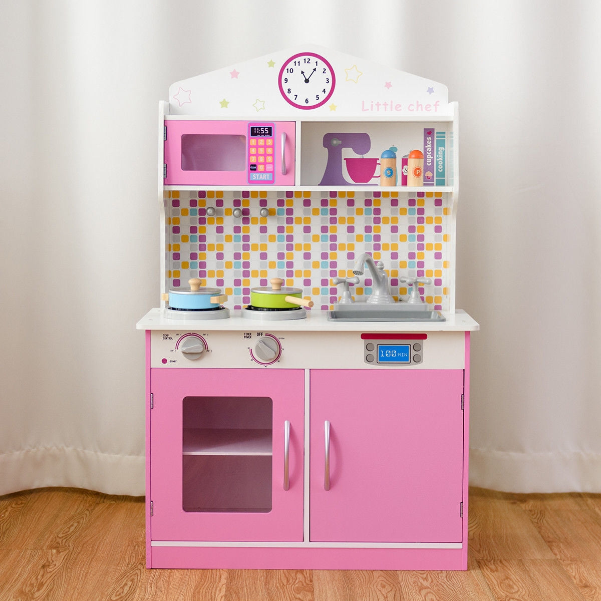 Juego de ollas y sartenes de madera para niños