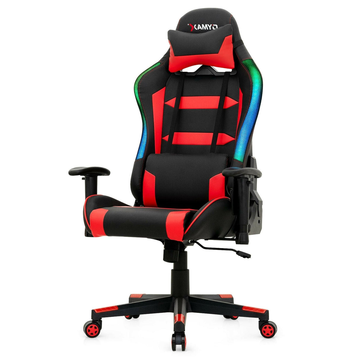 Silla Gaming Giratoria Ajustable con Luces LED y Mando a Distancia