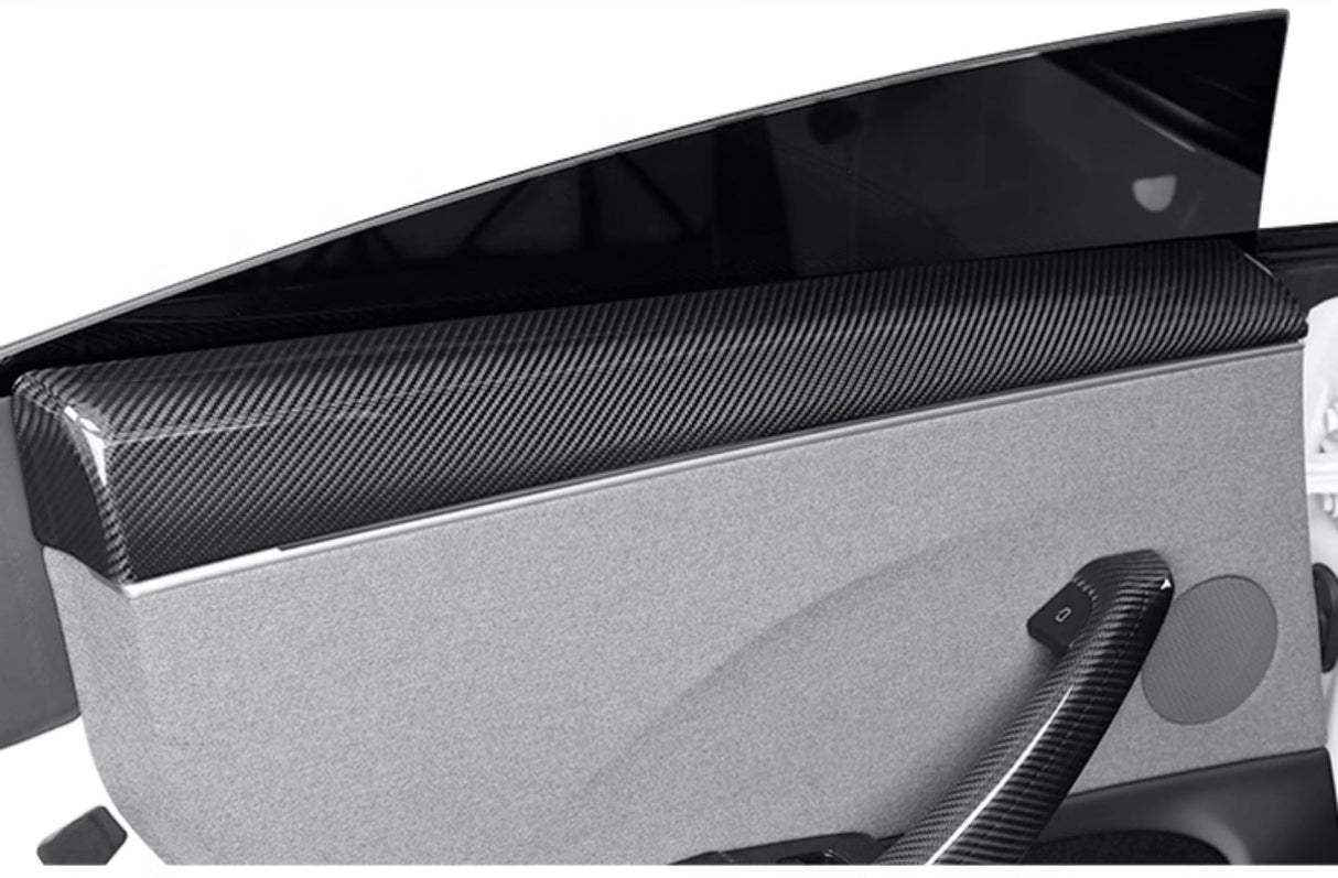 Real Dry Carbon Fiber Upper Door Trim Panel Overlay for Model 3 Highland / Model Y Juniper