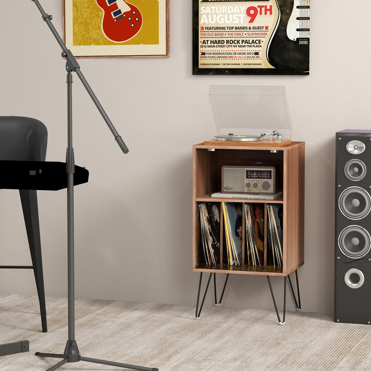 Mueble para tocadiscos con estación de carga