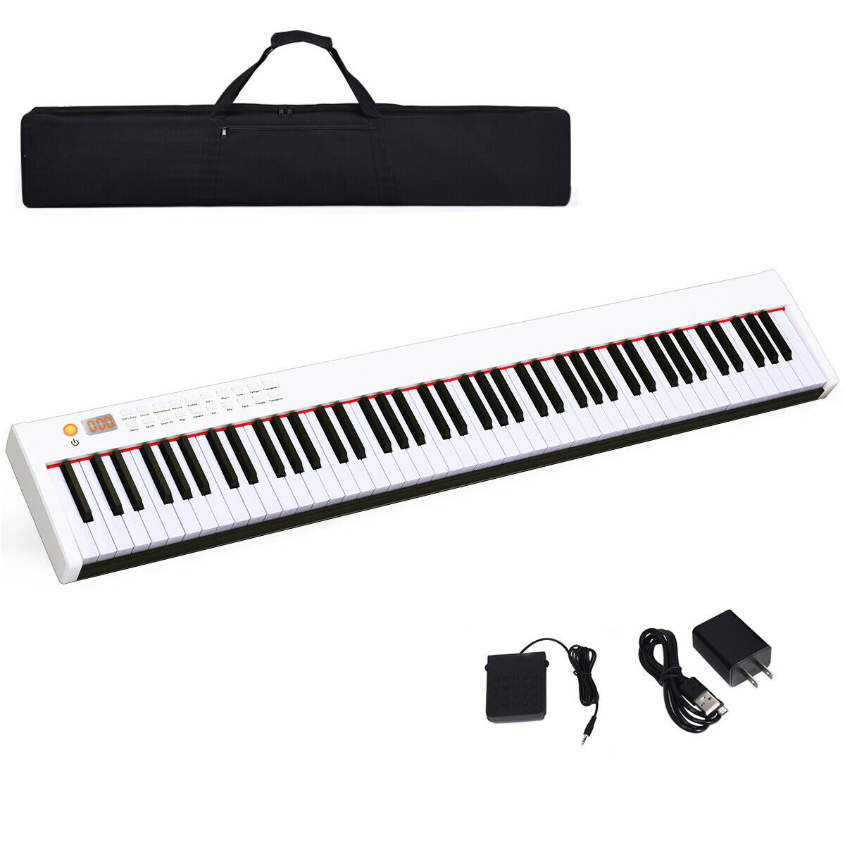 Teclado de piano digital de 88 teclas, portátil, tamaño completo, semipesado