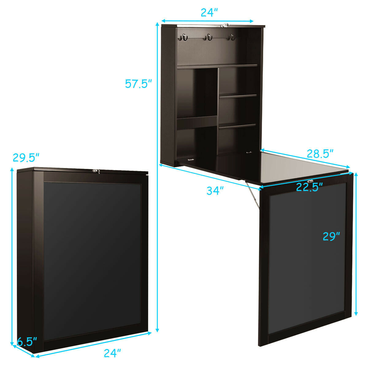 Mesa plegable de pared con pizarra