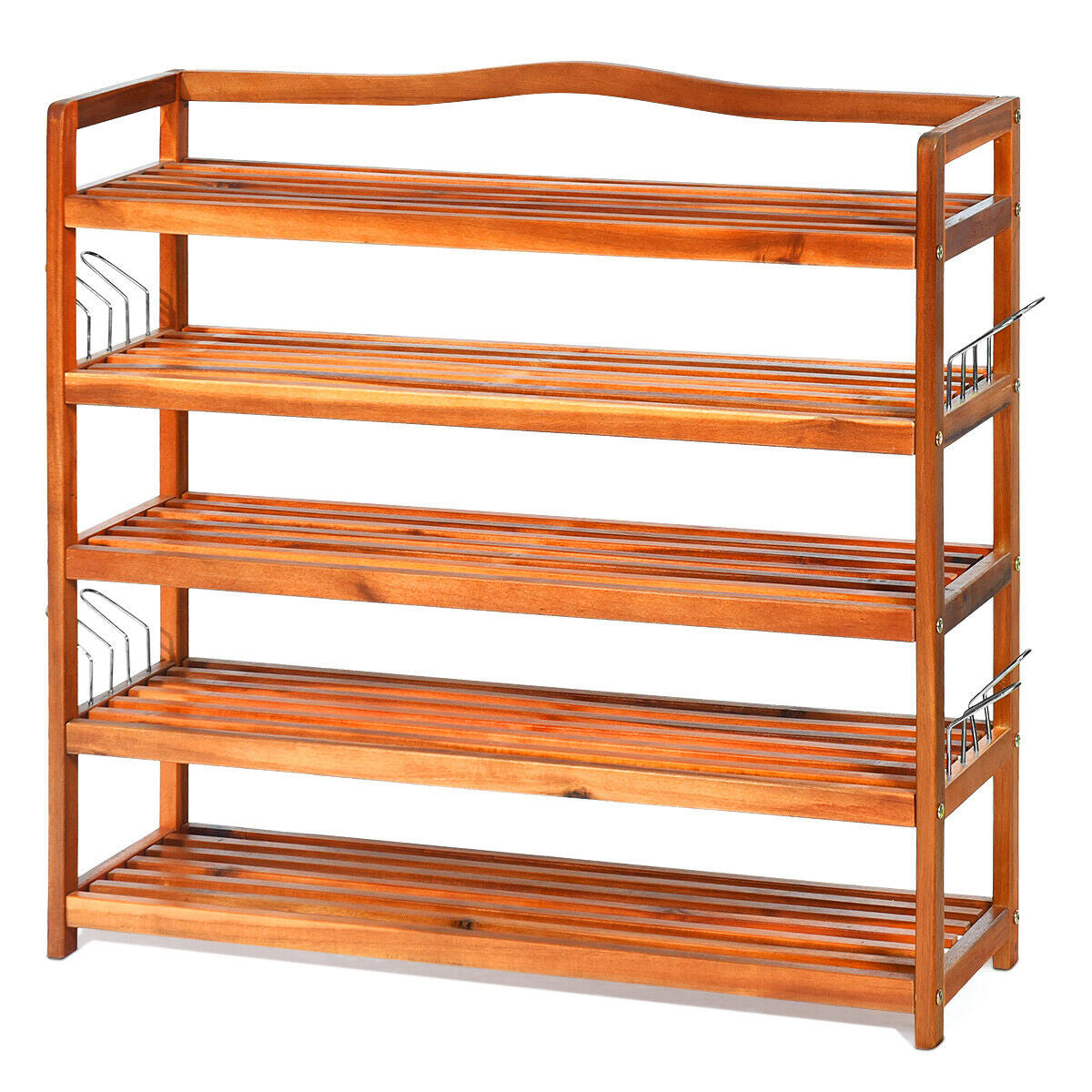 Zapatero grande de madera de 5 niveles con capacidad para 12-18 pares