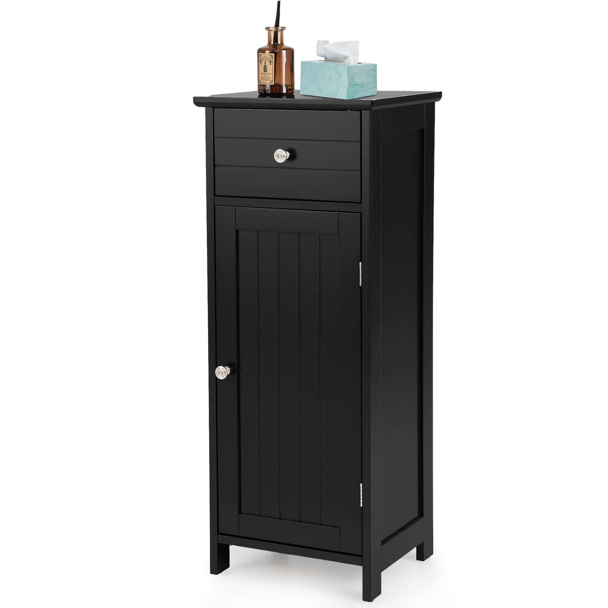 Mueble de almacenamiento de madera para baño con cajón y estante