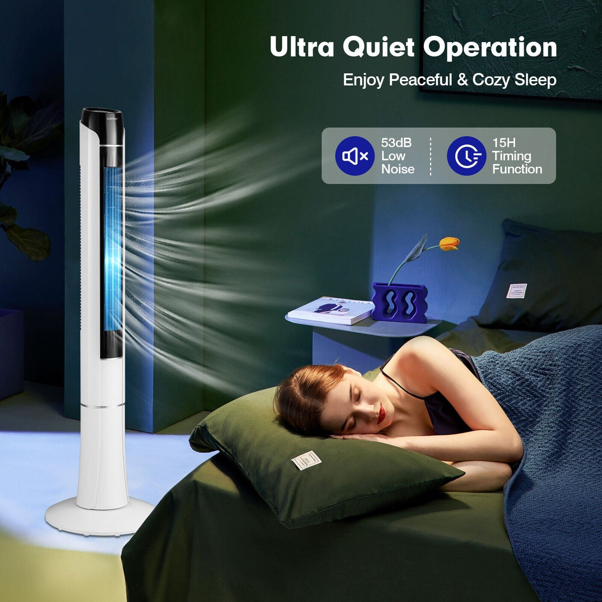 Ventilador de torre portátil de 48 pulgadas con control remoto - Blanco